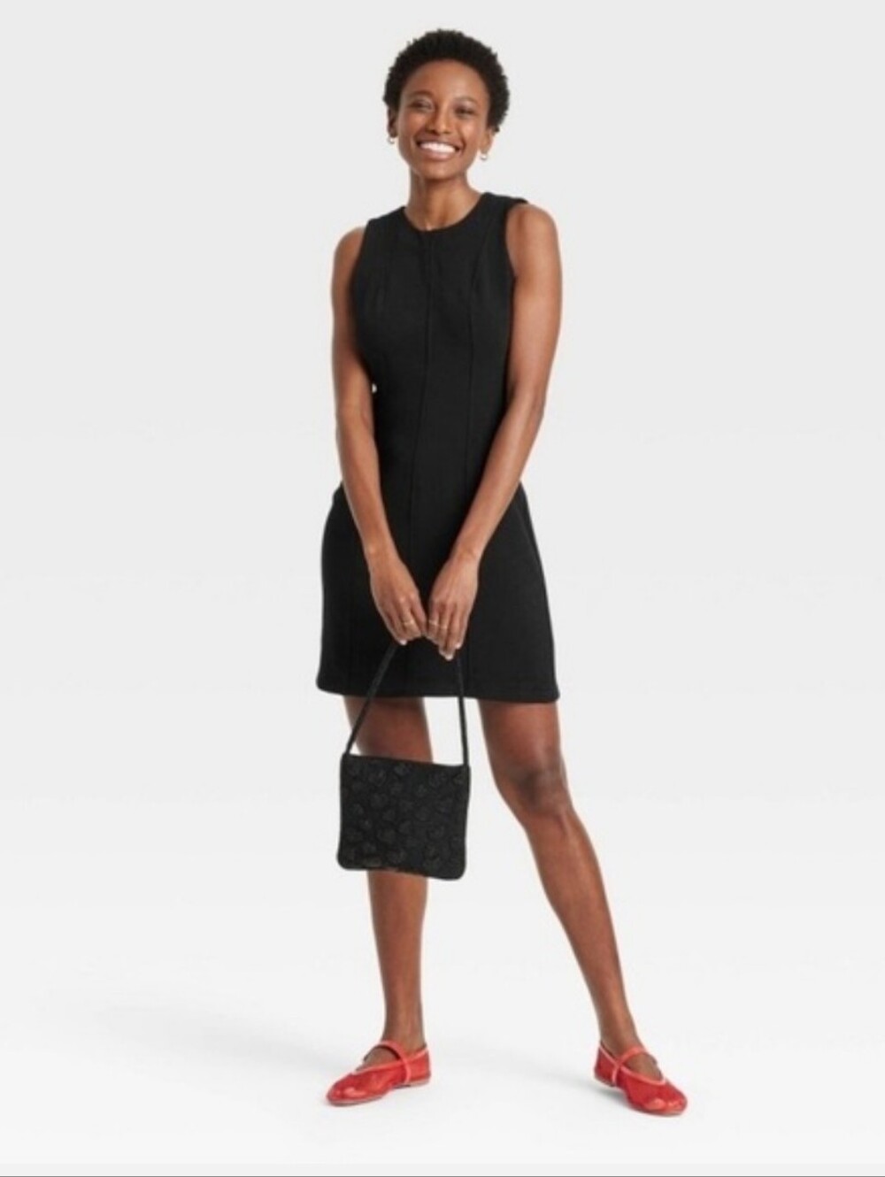 NWT A New Day Little Black Dress Mini Crepe Sheath Classic Minimalist Party 2